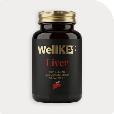 قوطی مکمل ول‌کپ لیور (Wellkep Liver) با طراحی مدرن و تصویر گرافیکی کبد